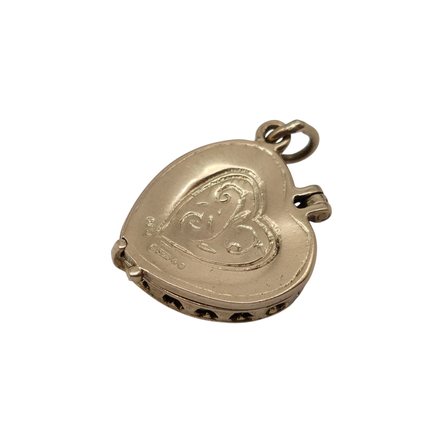 9ct 375 Yellow Gold Ring Box Opening Charm 1966 L 1.8 cm 3.6 g.