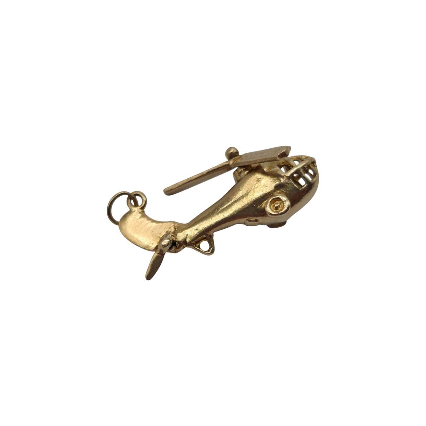 Rare 9ct 375 Yellow Gold Articulated Helicopter Charm 1960 L 2.5 cm 3.4 g.