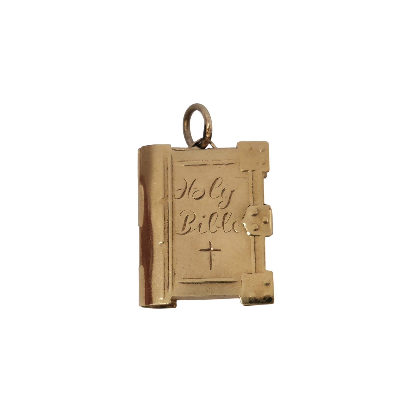 9ct 375 Yellow Gold Holy Bible Opening Charm 1977 L 2.0 cm 3.6 g.