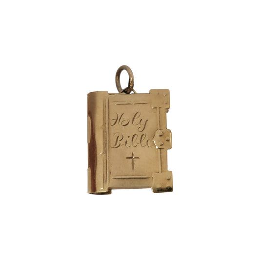 9ct 375 Yellow Gold Holy Bible Opening Charm 1977 L 2.0 cm 3.6 g.