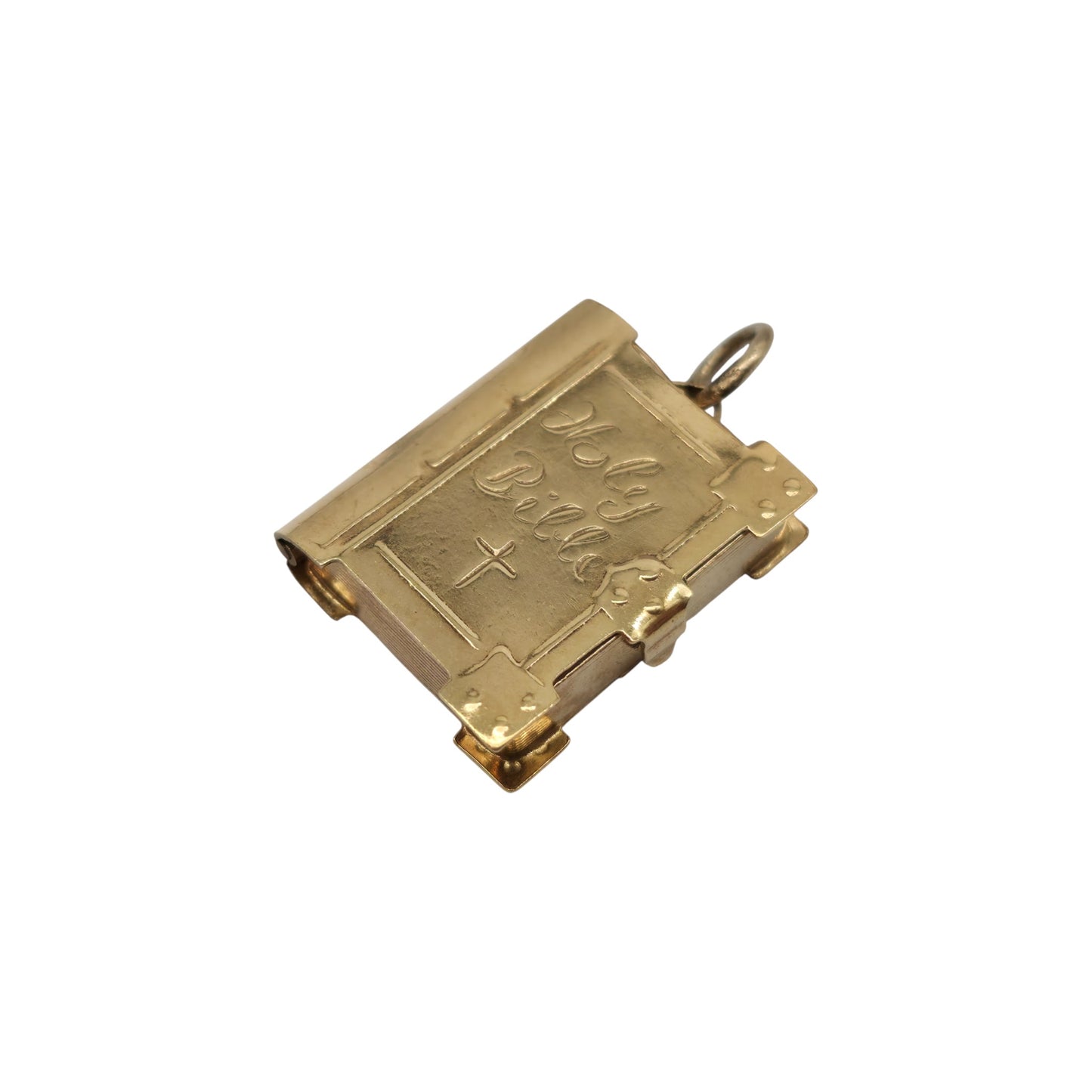 9ct 375 Yellow Gold Holy Bible Opening Charm 1977 L 2.0 cm 3.6 g.