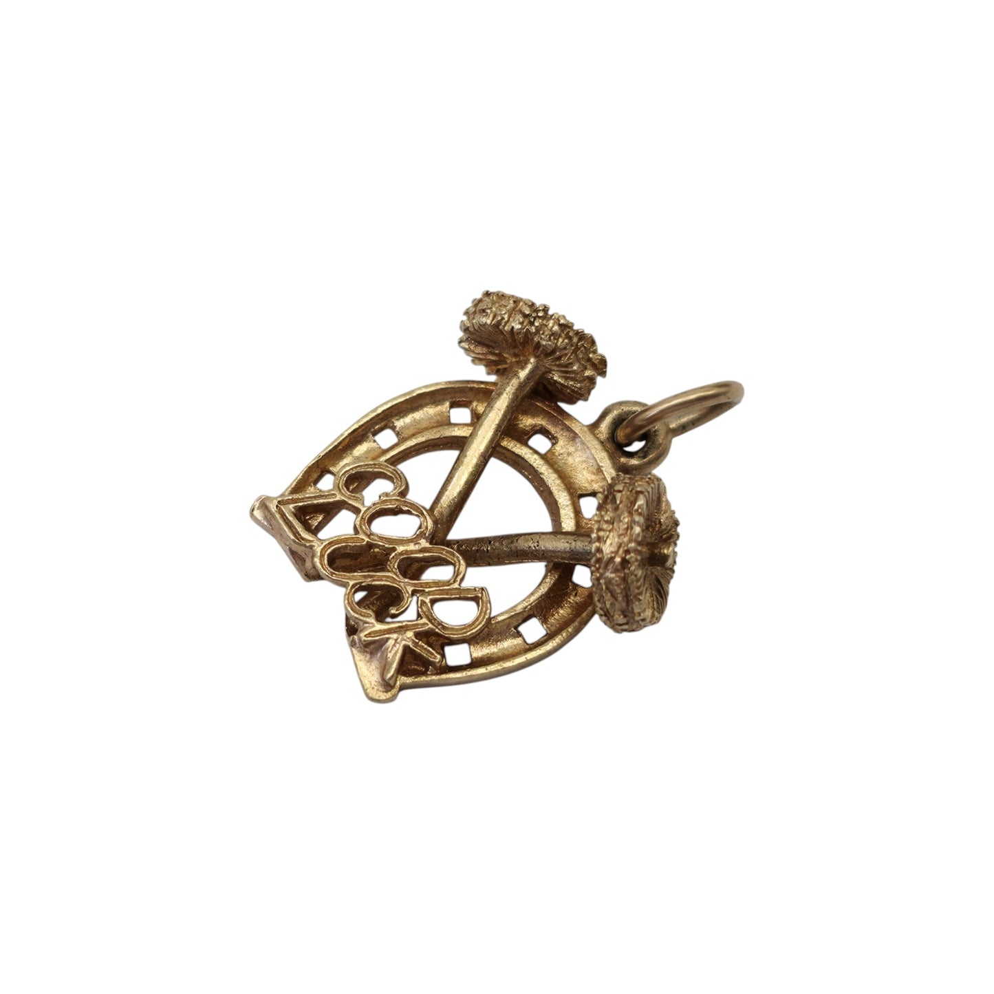 9ct 375 Yellow Gold Horseshoe Good Luck Charm 1969 L 1.5 cm 2.3 g.