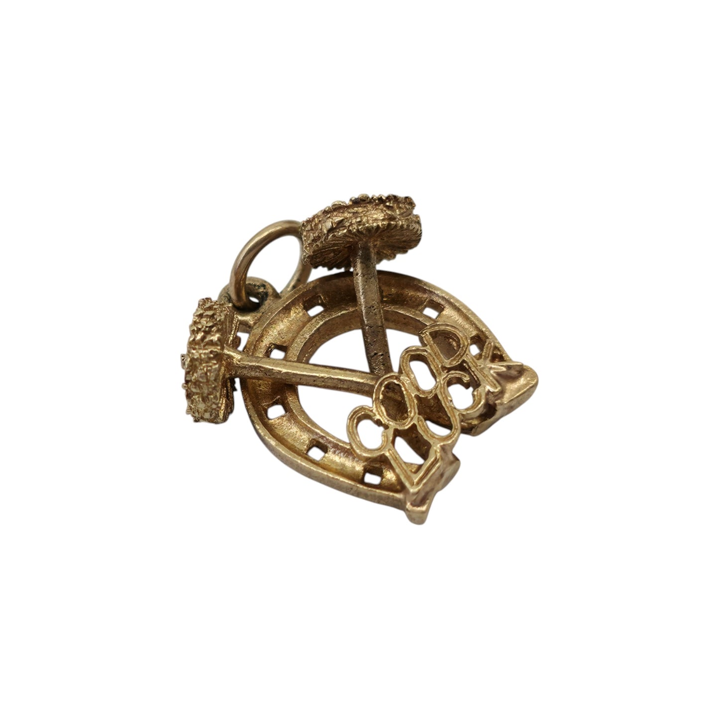 9ct 375 Yellow Gold Horseshoe Good Luck Charm 1969 L 1.5 cm 2.3 g.