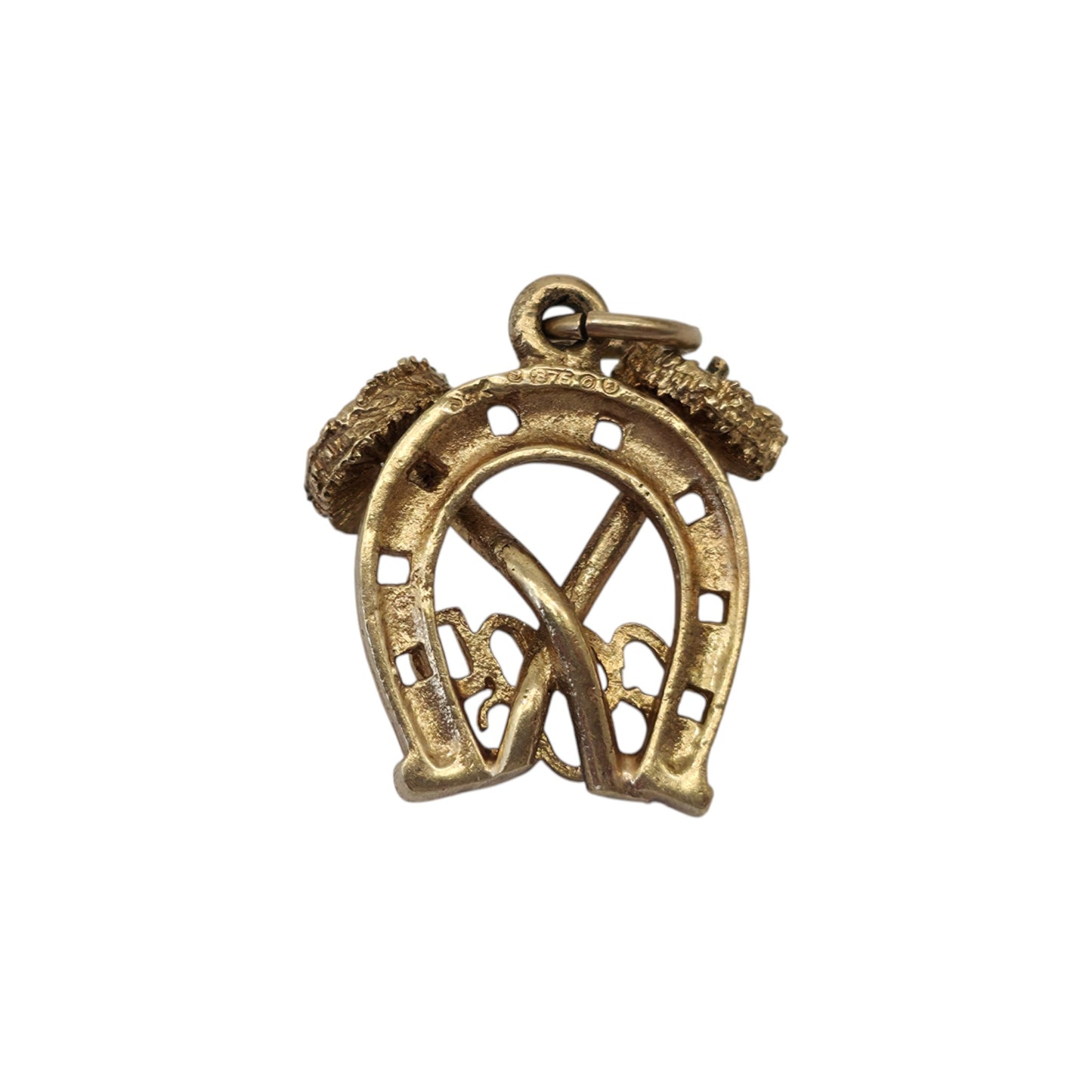 9ct 375 Yellow Gold Horseshoe Good Luck Charm 1969 L 1.5 cm 2.3 g.