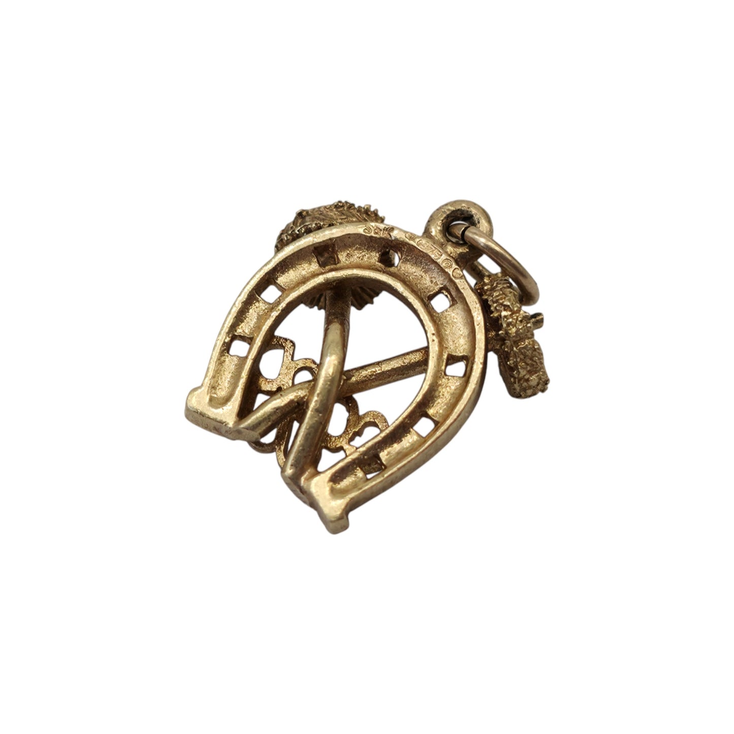9ct 375 Yellow Gold Horseshoe Good Luck Charm 1969 L 1.5 cm 2.3 g.