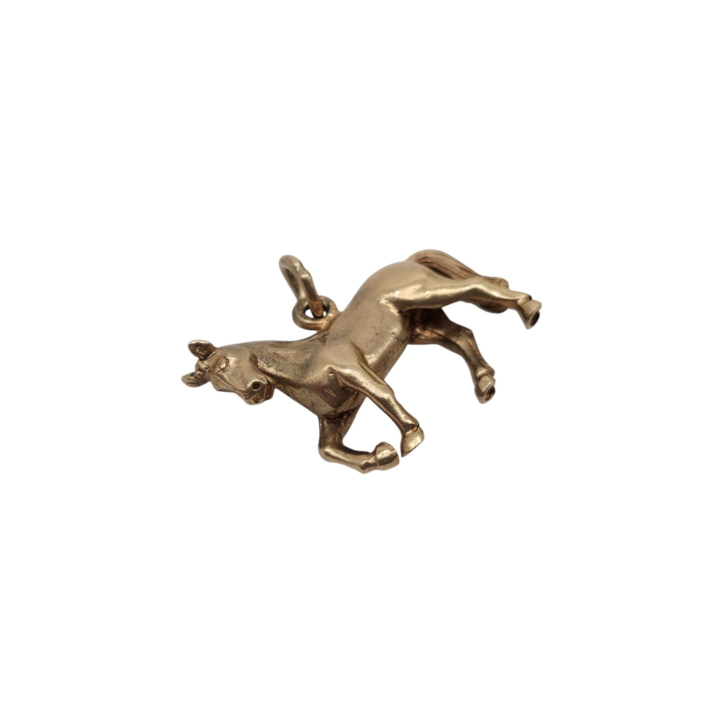 Cast 9ct 375 Yellow Gold Horse Charm 1971 L 1.9 cm 3.9 g.