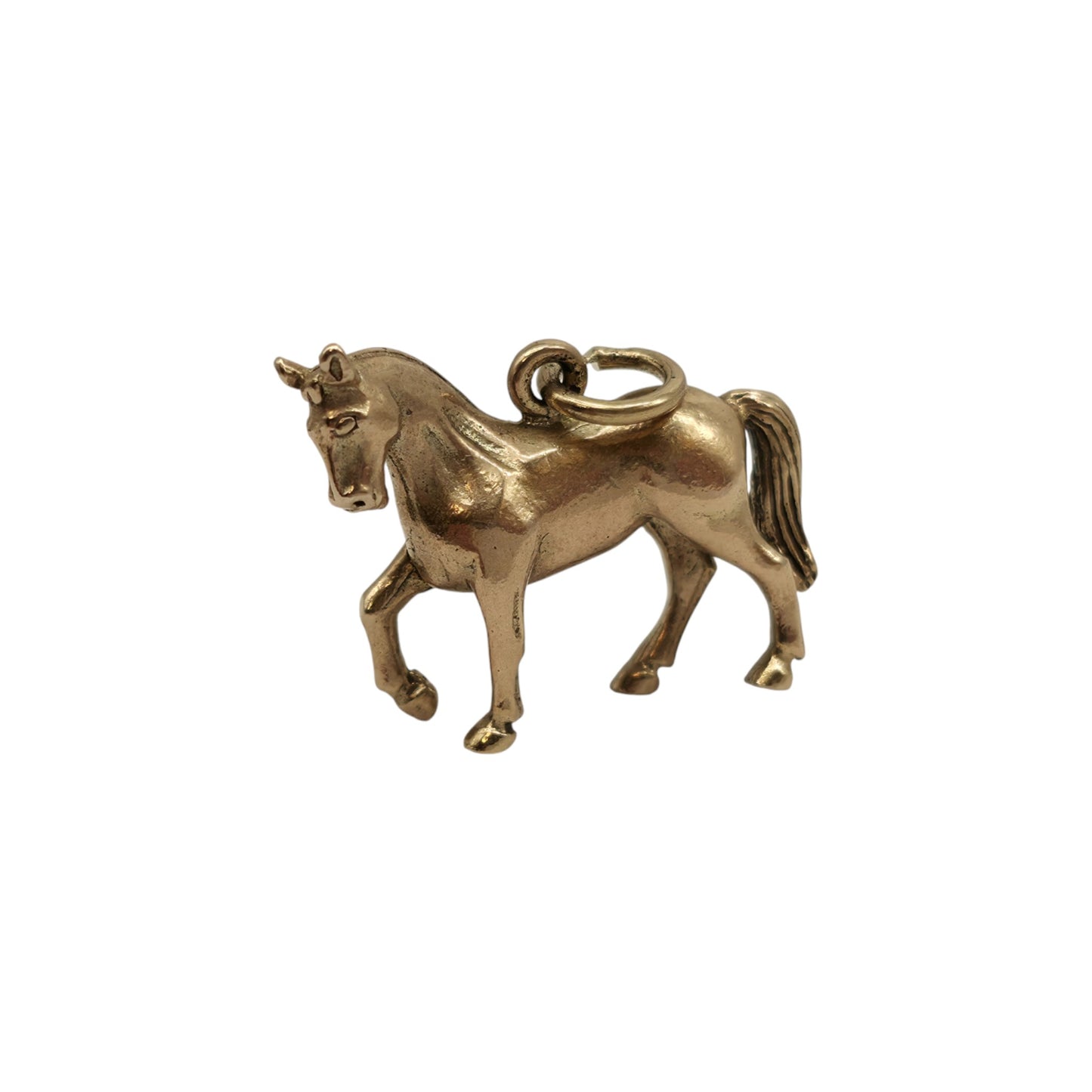9ct 375 Yellow Gold Horse Charm 1972 L 1.9 cm 3.7 g.