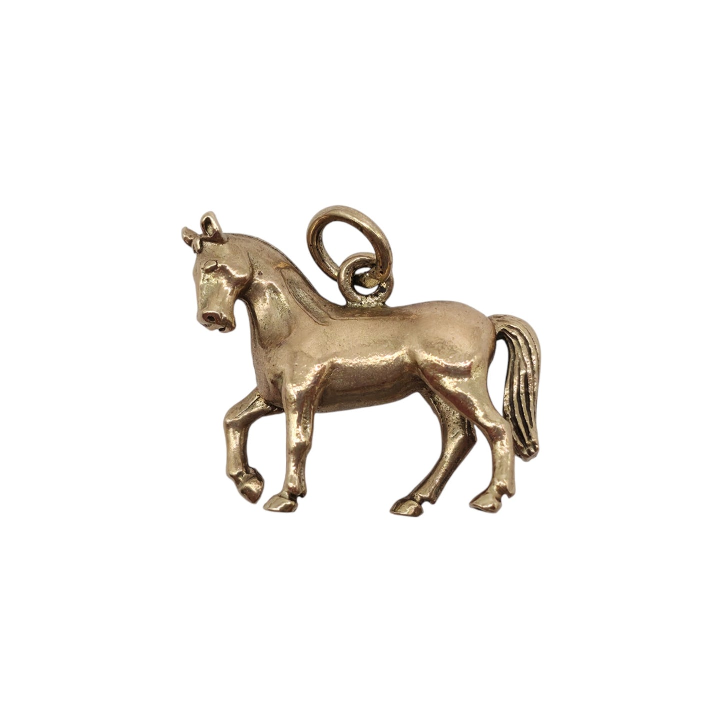 9ct 375 Yellow Gold Horse Charm 1972 L 1.9 cm 3.7 g.