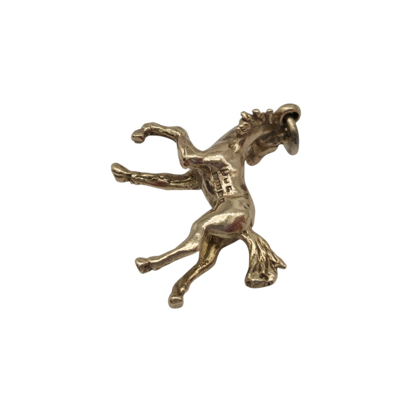 Cast 9ct 375 Yellow Gold Horse Charm 1963 L 2.2 cm 4.7 g.