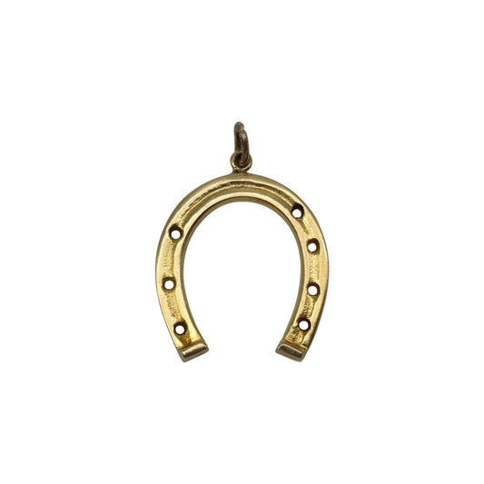 Large 9ct 375 Yellow Gold Horseshoe Charm 1965 L 2.4 cm 2.8 g.