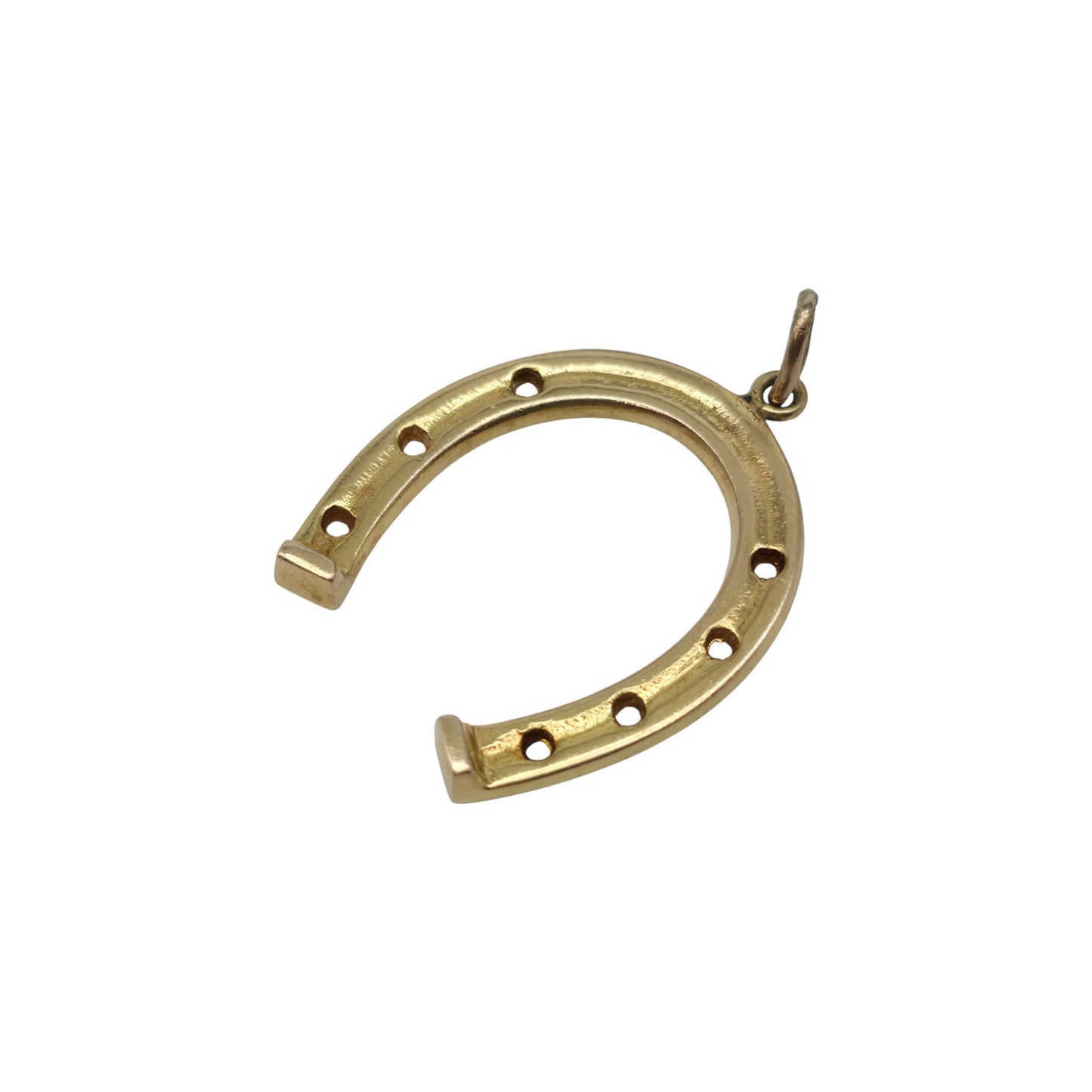 Large 9ct 375 Yellow Gold Horseshoe Charm 1965 L 2.4 cm 2.8 g.