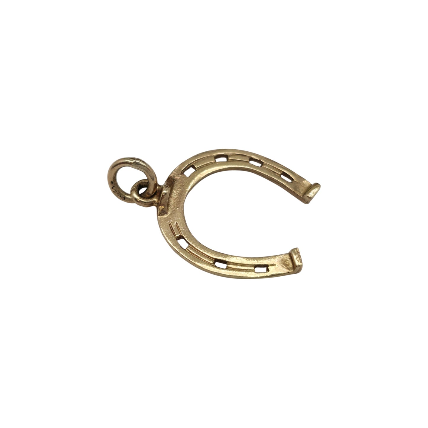 9ct 375 Yellow Gold Horseshoe Charm c.1966 L 1.3 cm 0.7 g.