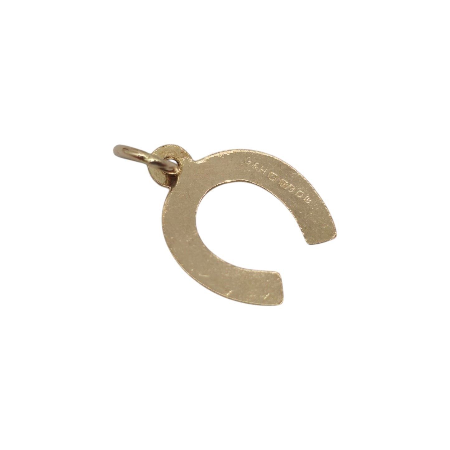 9ct 375 Yellow Gold Horseshoe Charm 1977 L 1.1 cm 0.3 g.