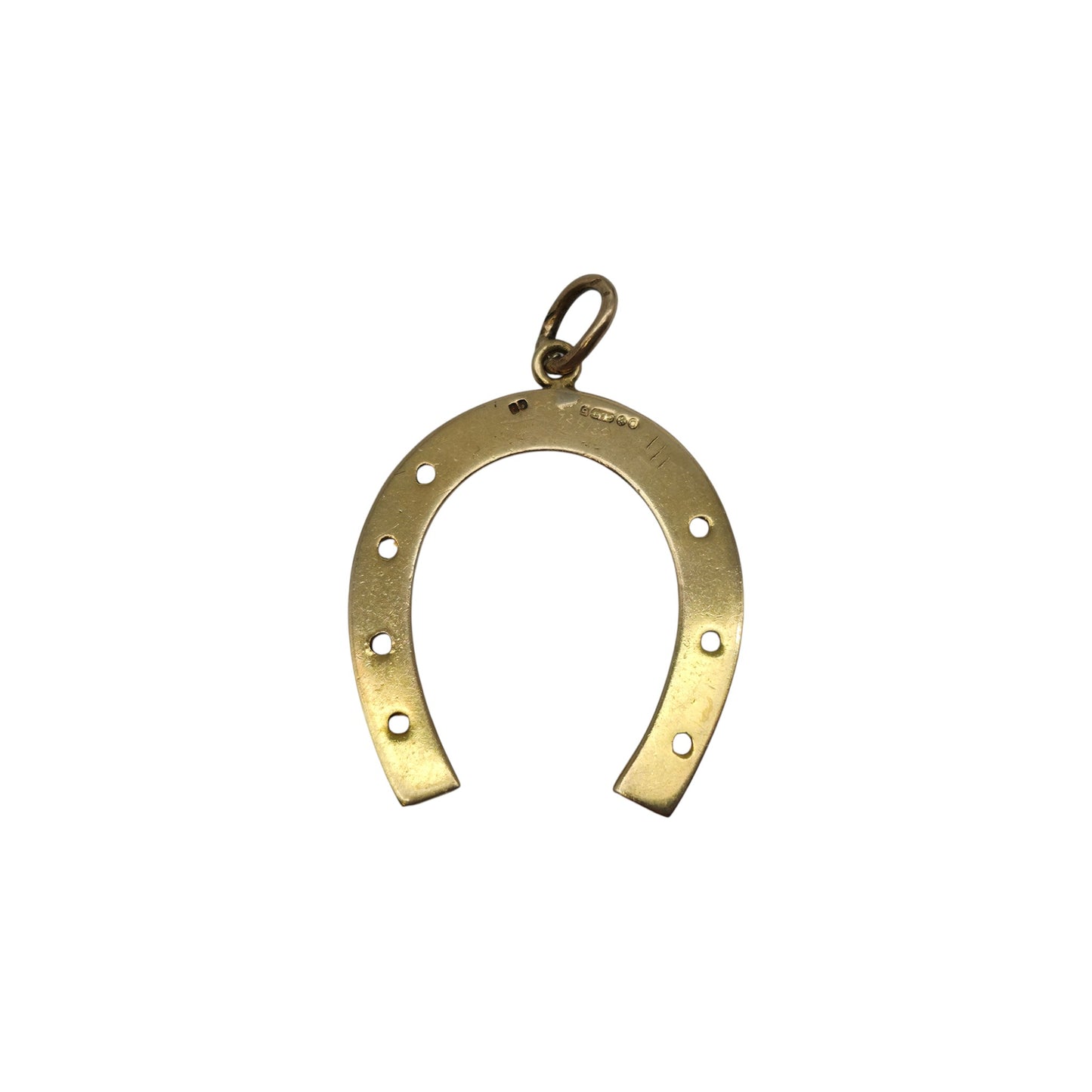 Large 9ct 375 Yellow Gold Horseshoe Charm 1965 L 2.4 cm 2.8 g.