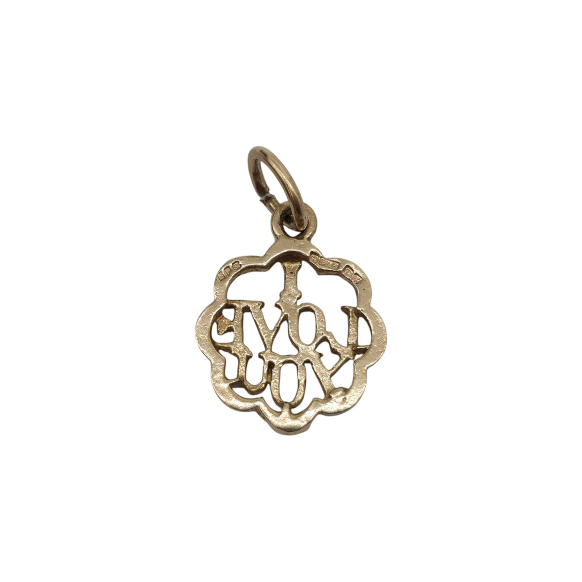 9ct 375 Yellow Gold "I Love You" Charm 1972 L 1.4 cm 1.1 g.