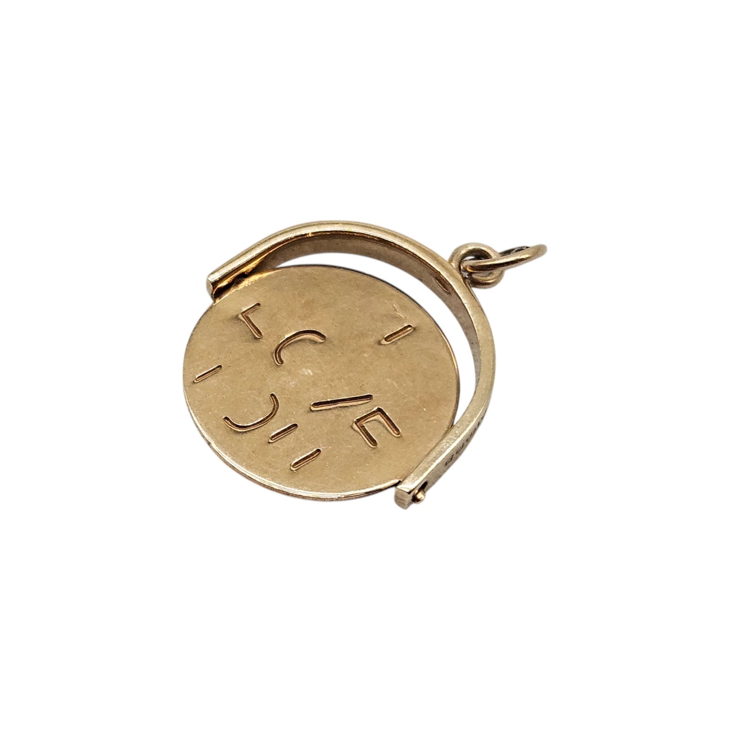 9ct 375 Yellow Gold "I Love You" Spinner Charm 1976 L 1.4 cm 1.2 g.