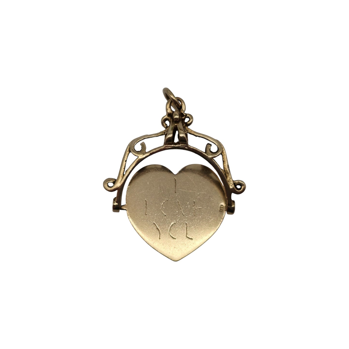 9ct 375 Yellow Gold "I Love You" Spinner Charm 1979 L 2.4 cm 2.7 g.