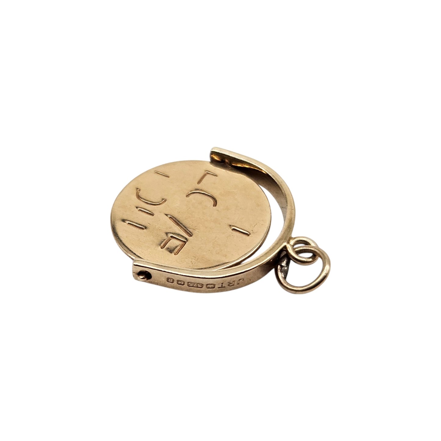 9ct 375 Yellow Gold "I Love You" Spinner Charm 1976 L 1.4 cm 1.2 g.