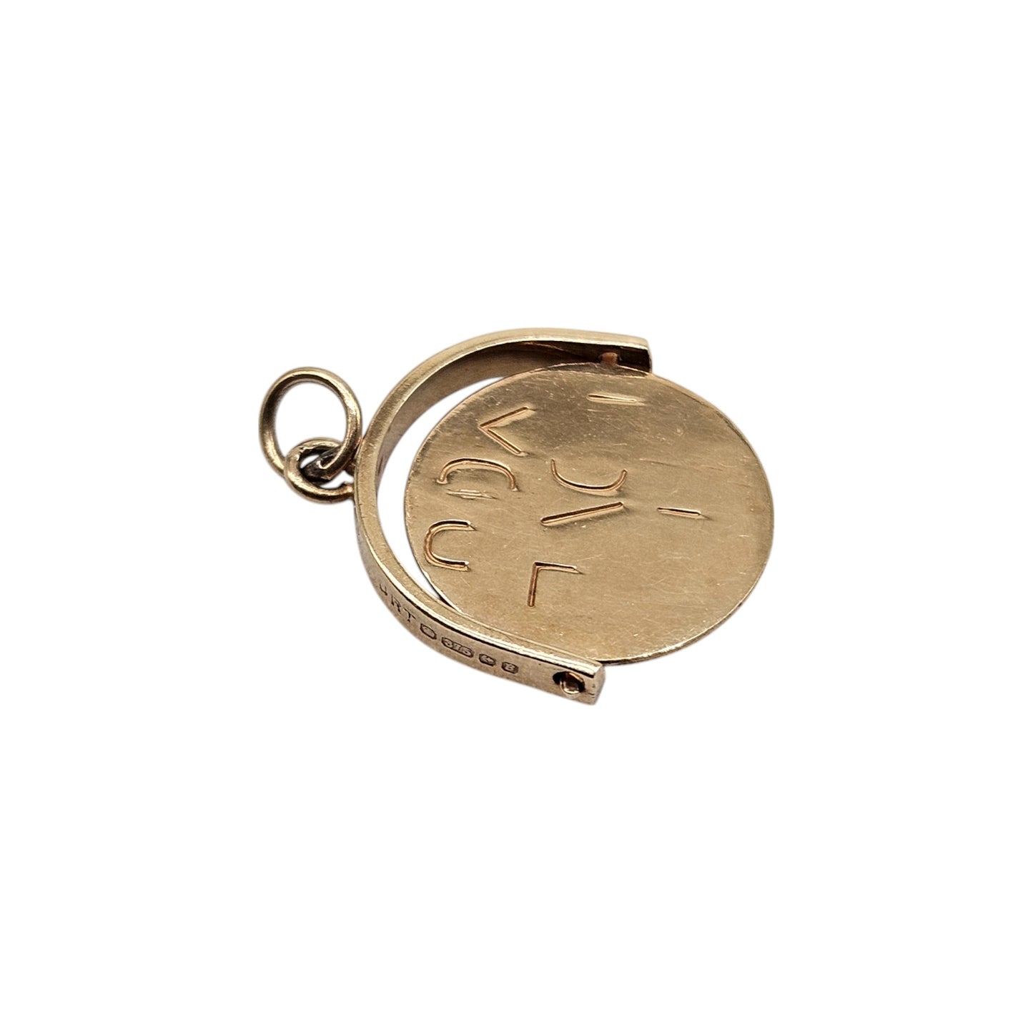 9ct 375 Yellow Gold "I Love You" Spinner Charm 1976 L 1.4 cm 1.2 g.
