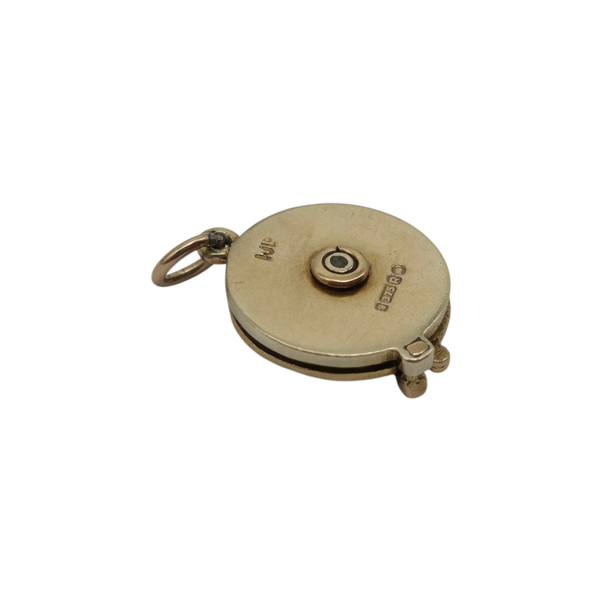 9ct 375 Yellow Gold & Enamel Articulated "2 Tel U I Love You" Telephone Charm 1952 L 1.2 cm 2.6 g.