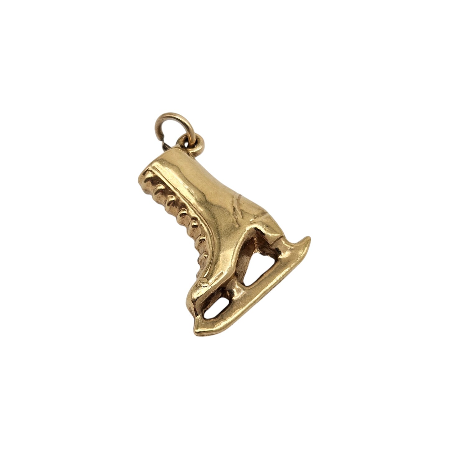 9ct 375 Yellow Gold Ice Skating Boot Charm 1978 L 2.1 cm 1.9 g.