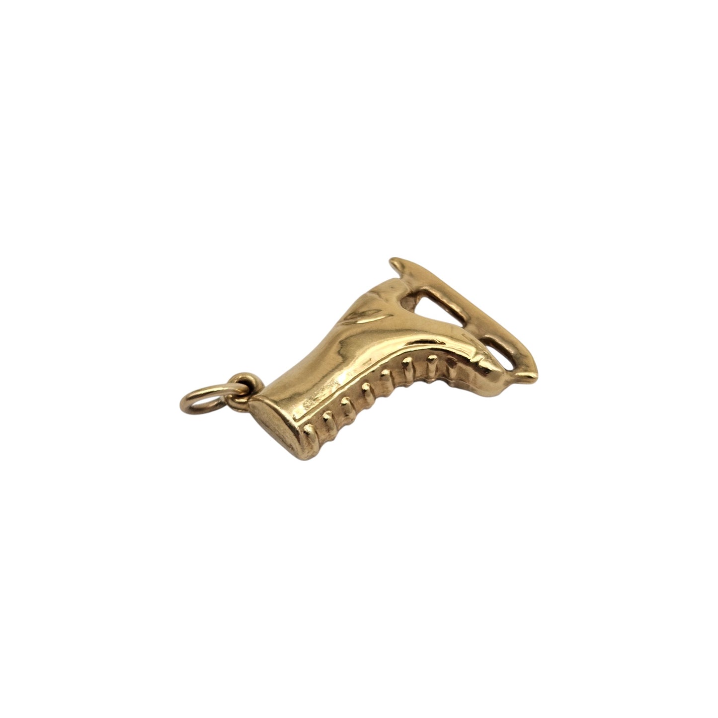 9ct 375 Yellow Gold Ice Skating Boot Charm 1978 L 2.1 cm 1.9 g.