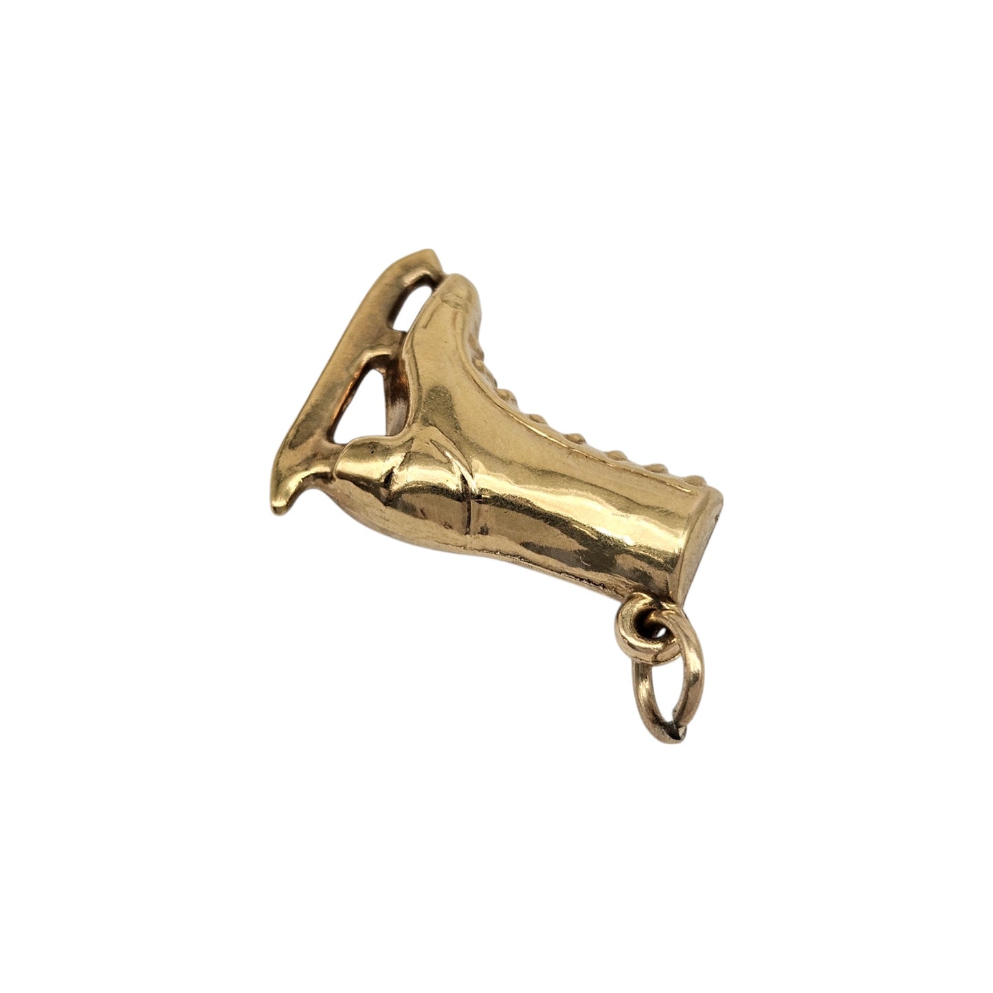 9ct 375 Yellow Gold Ice Skating Boot Charm 1978 L 2.1 cm 1.9 g.