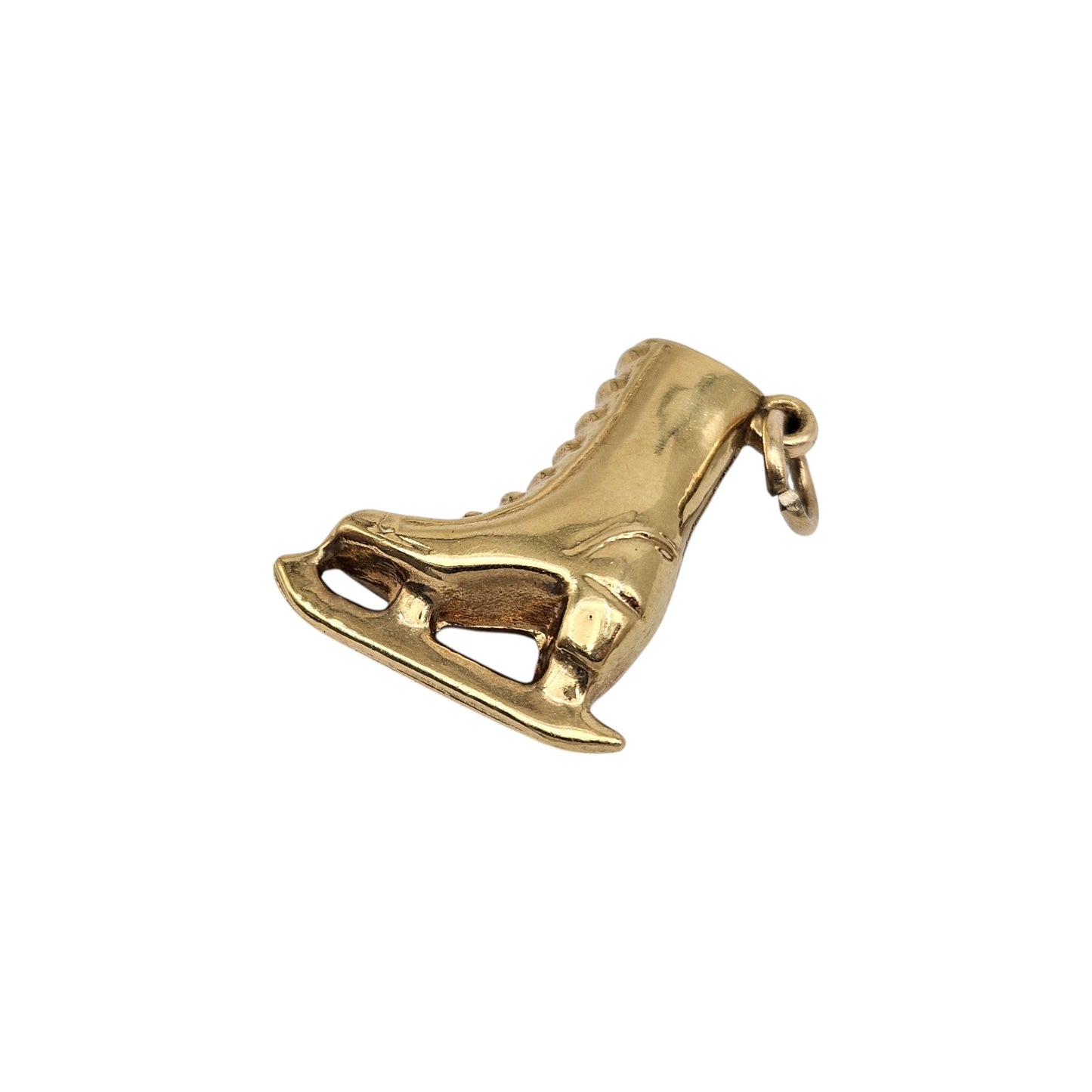 9ct 375 Yellow Gold Ice Skating Boot Charm 1978 L 2.1 cm 1.9 g.