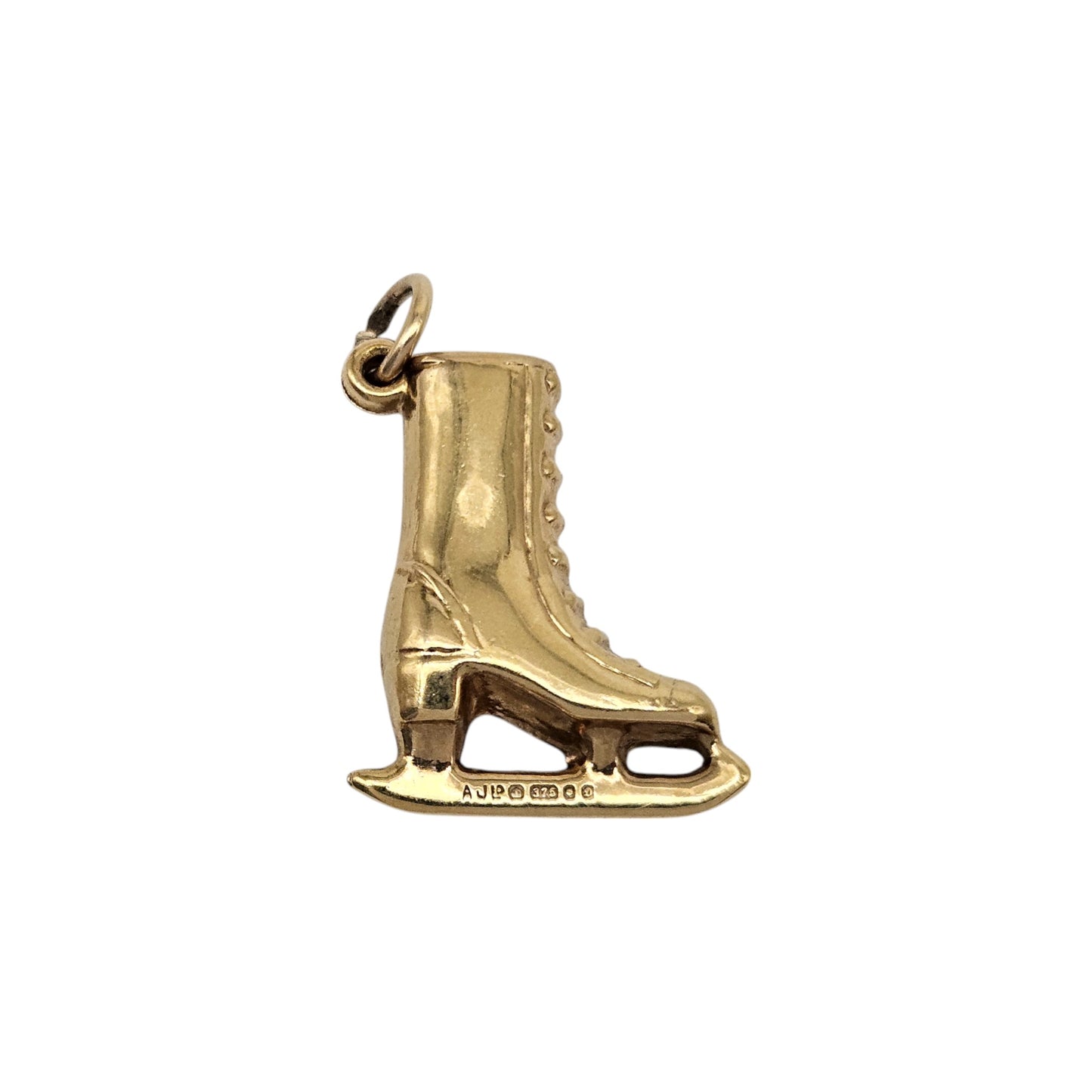 9ct 375 Yellow Gold Ice Skating Boot Charm 1978 L 2.1 cm 1.9 g.