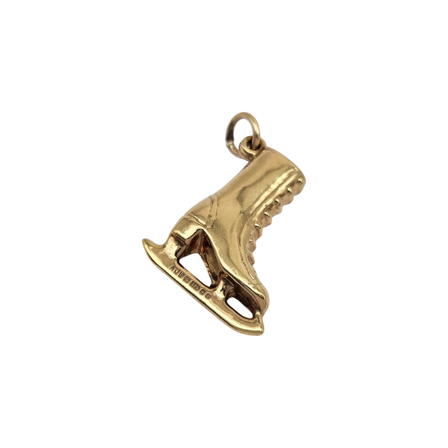 9ct 375 Yellow Gold Ice Skating Boot Charm 1978 L 2.1 cm 1.9 g.