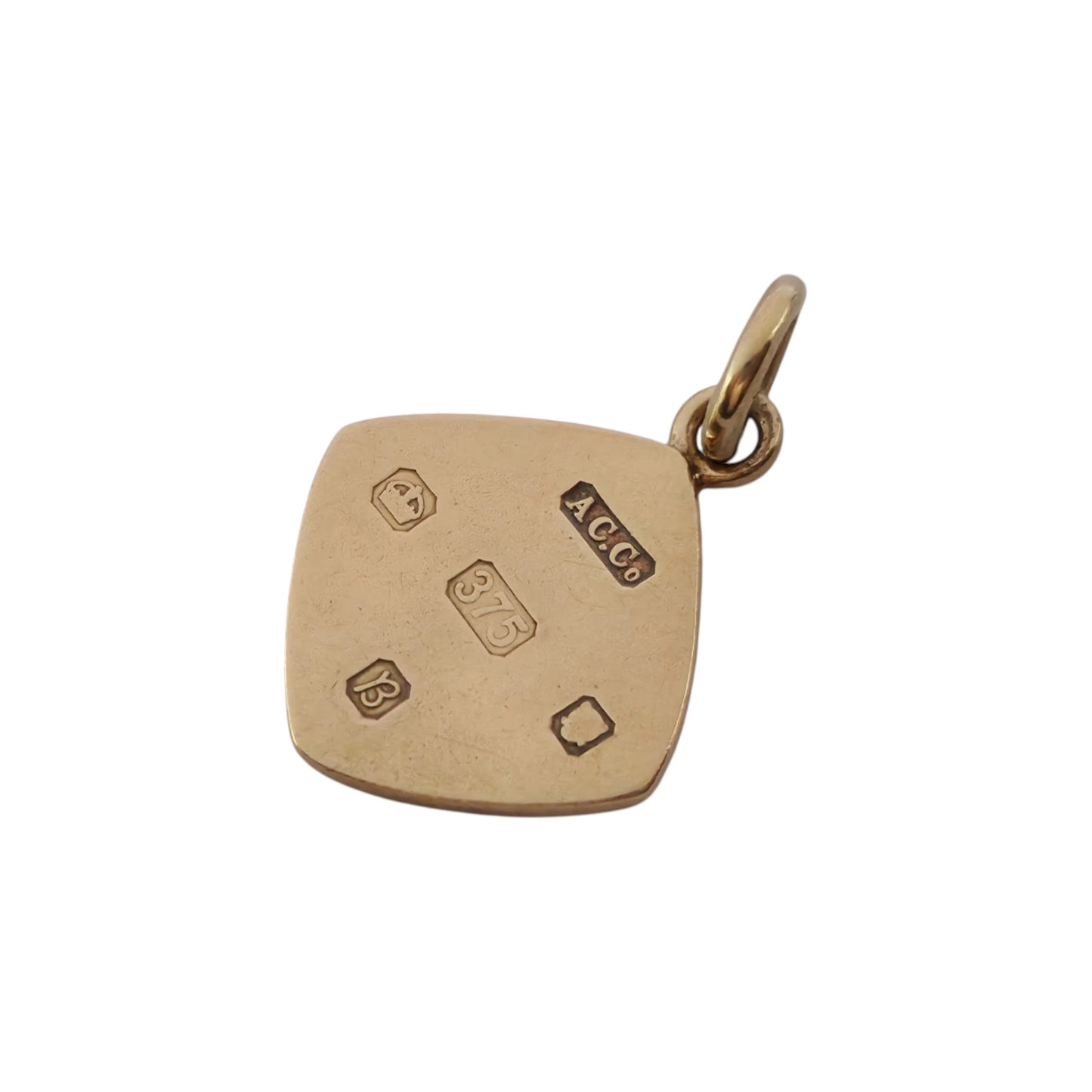 9ct 375 Yellow Gold Ingot Charm 1976 L 1.5 cm 2.6 g.