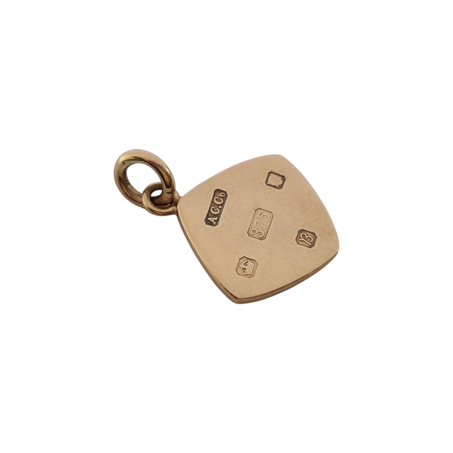 9ct 375 Yellow Gold Ingot Charm 1976 L 1.5 cm 2.6 g.