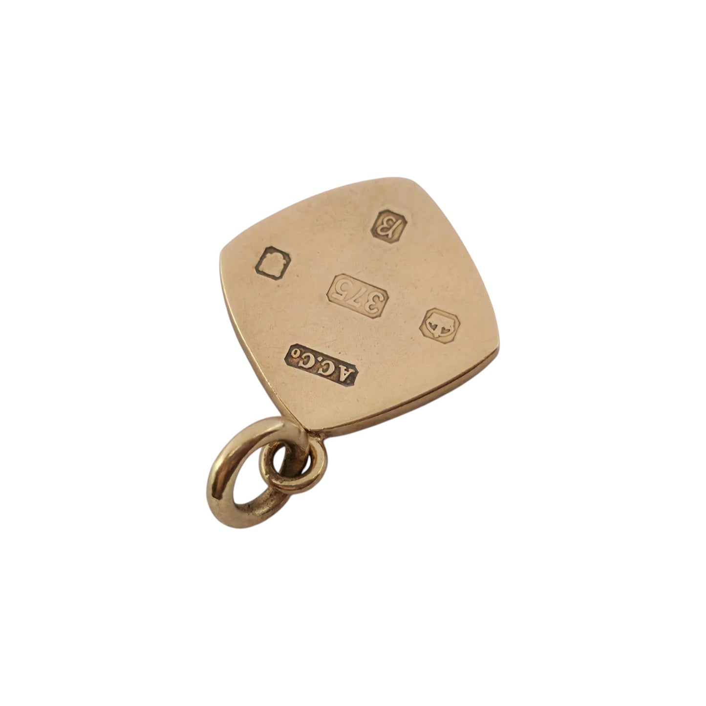9ct 375 Yellow Gold Ingot Charm 1976 L 1.5 cm 2.6 g.