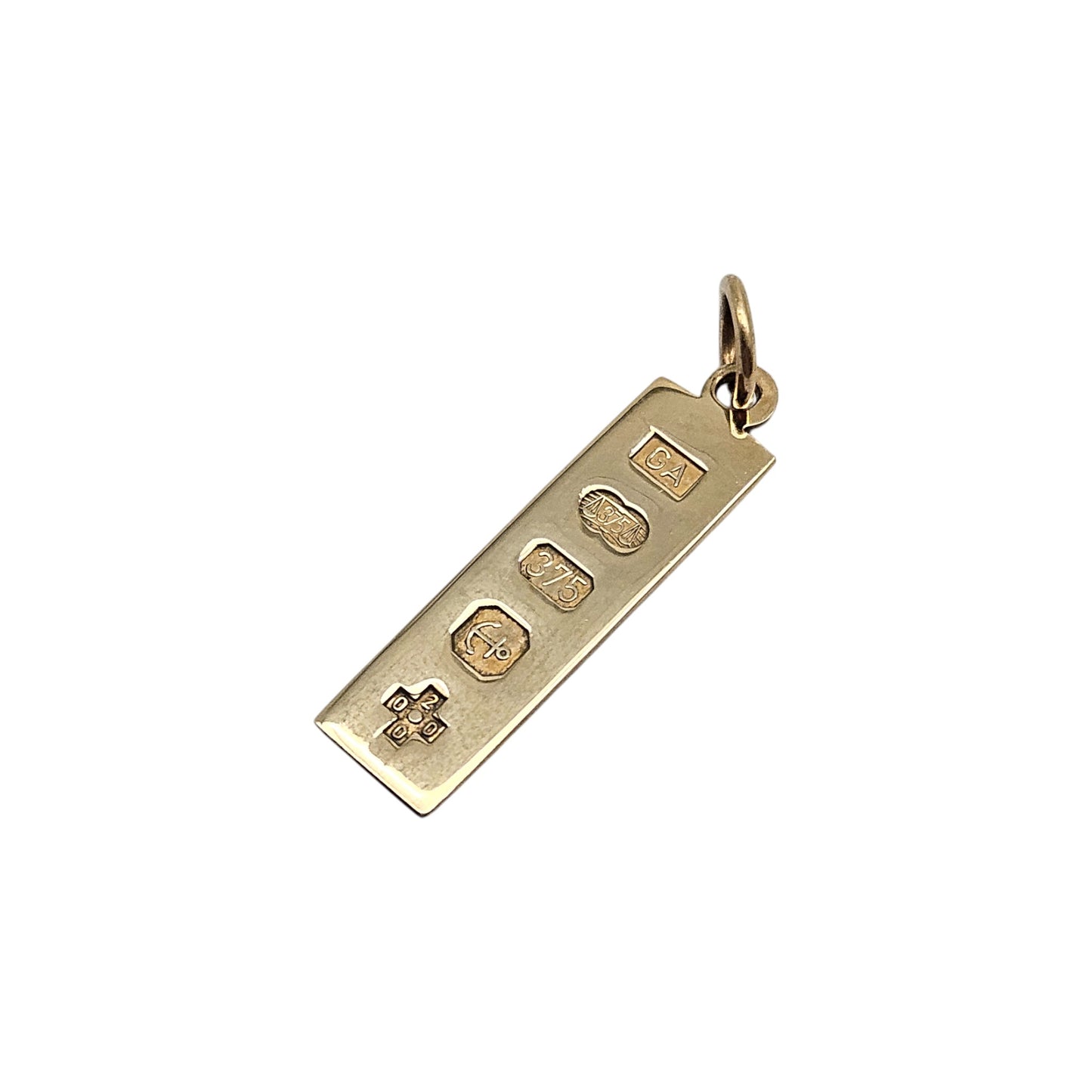 9ct 375 Yellow Gold Ingot Charm 2000 L 2.4 cm 1.7 g.