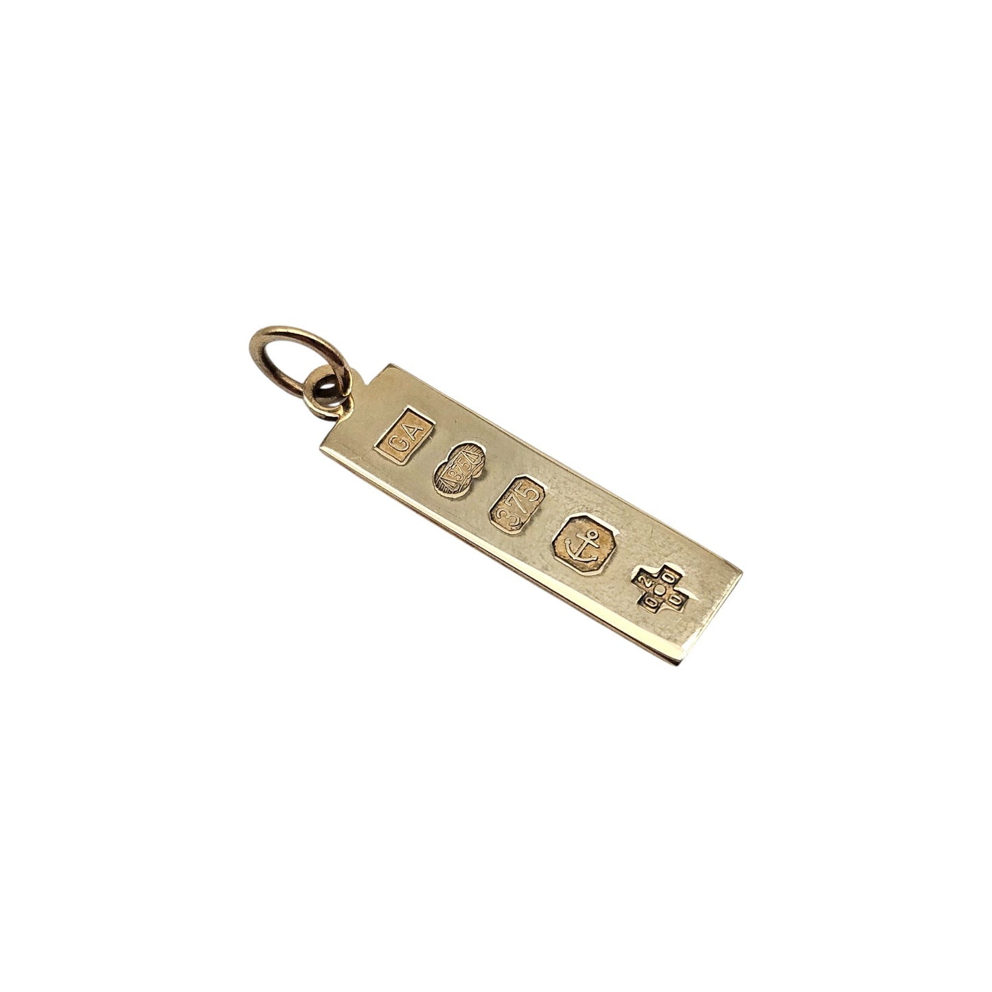9ct 375 Yellow Gold Ingot Charm 2000 L 2.4 cm 1.7 g.