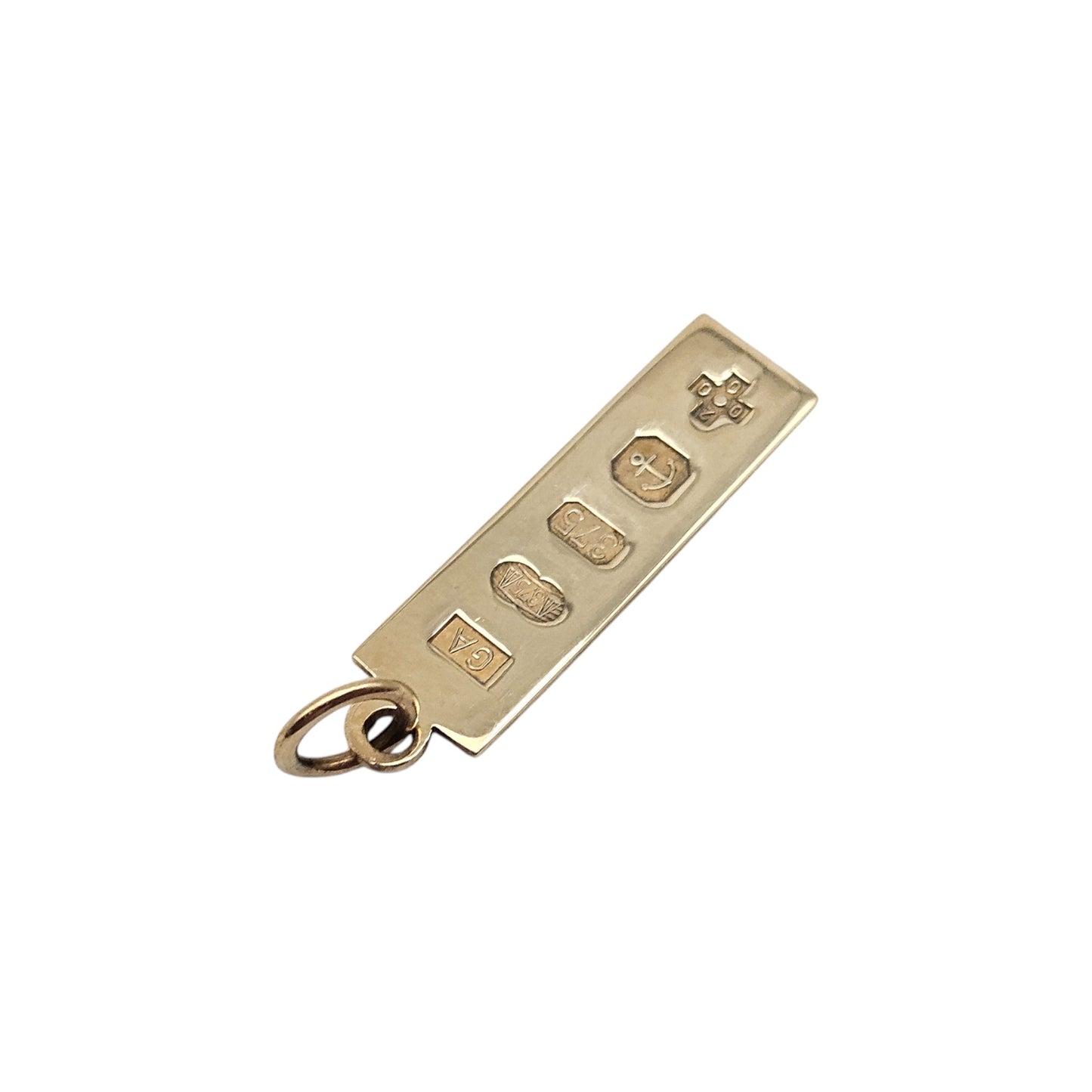 9ct 375 Yellow Gold Ingot Charm 2000 L 2.4 cm 1.7 g.