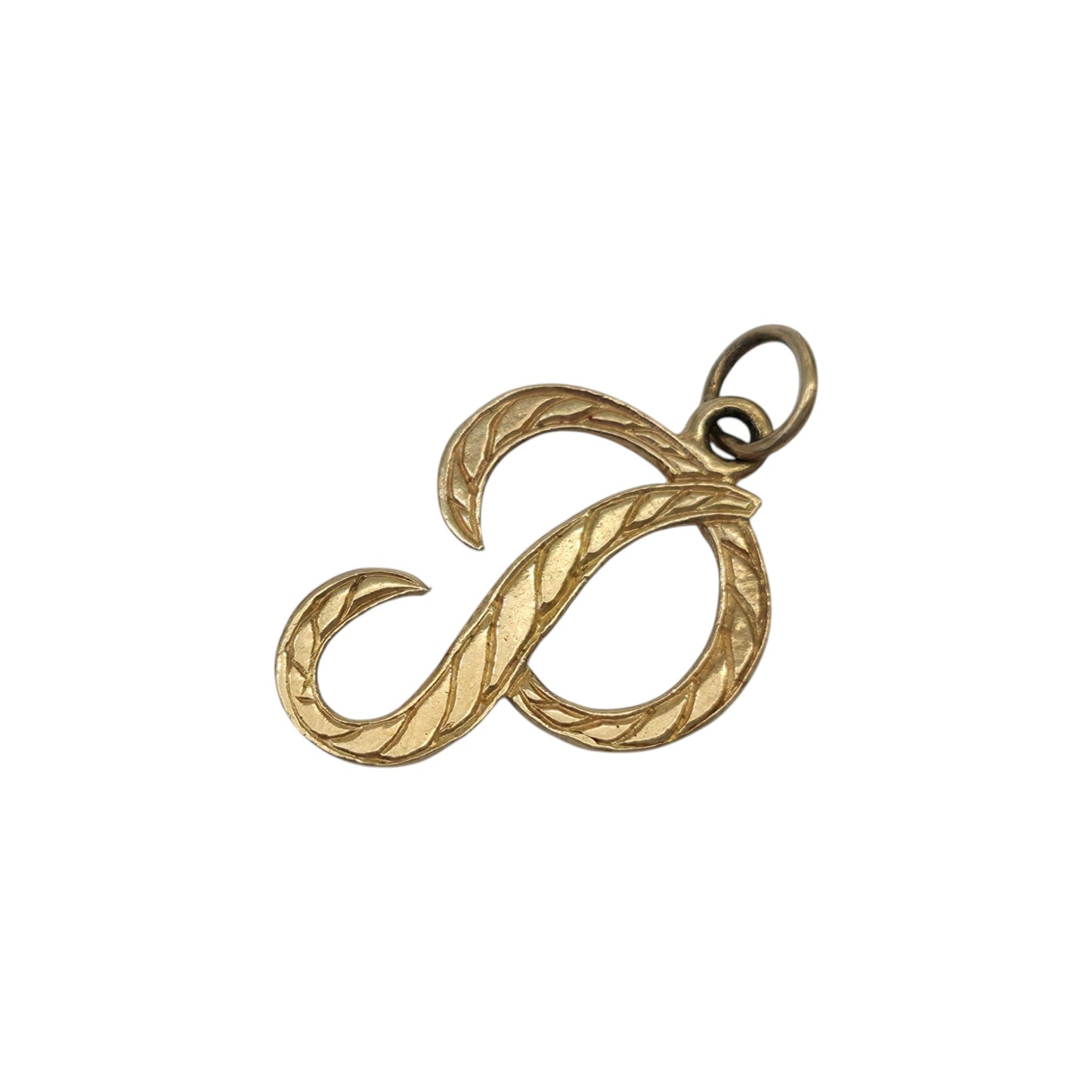 9ct 375 Yellow Gold Initial "P" Letter Charm 1972 L 1.5 cm 0.7 g.