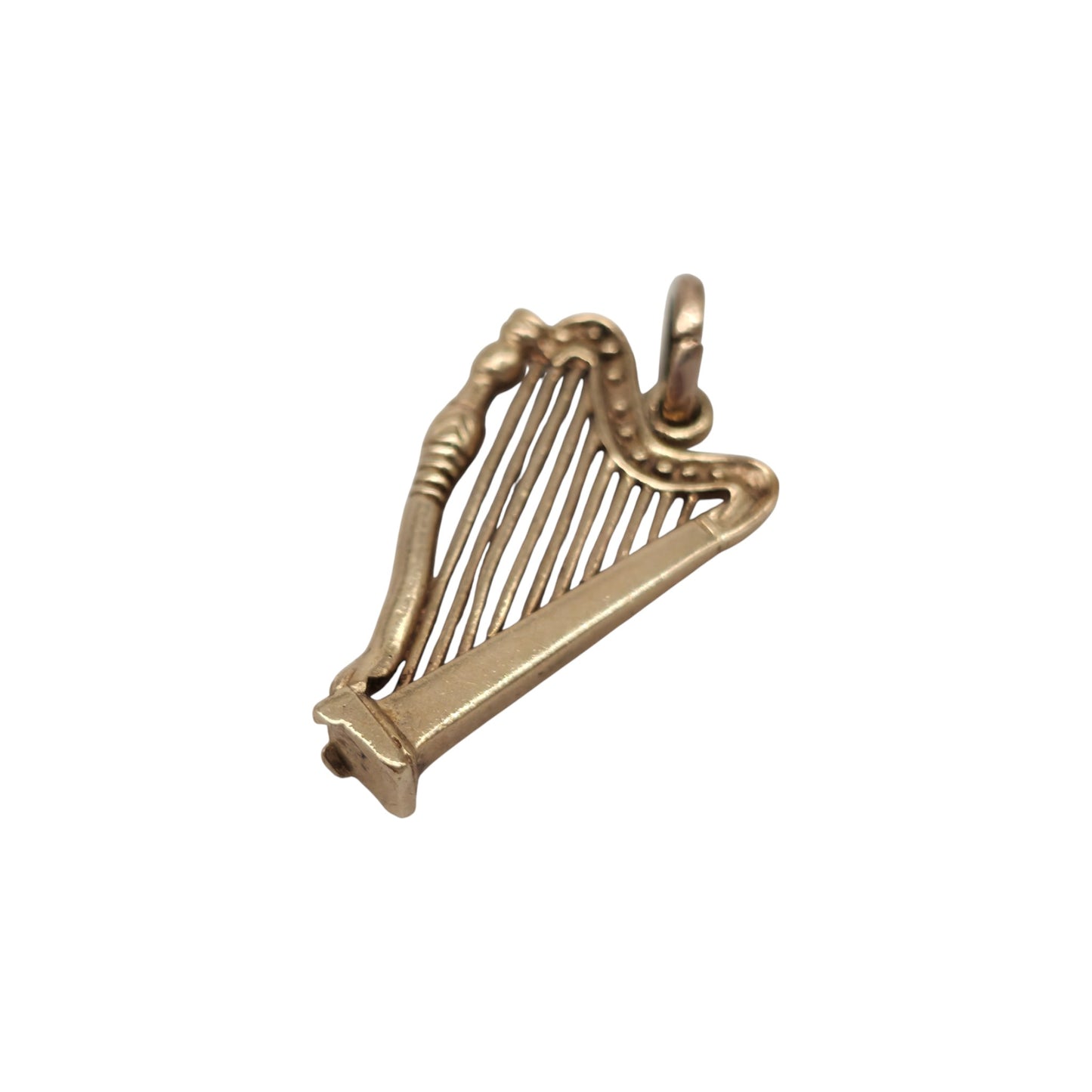 9ct 375 Yellow Gold irish Harp Charm 1978 L 2.0 cm 1.9 g.
