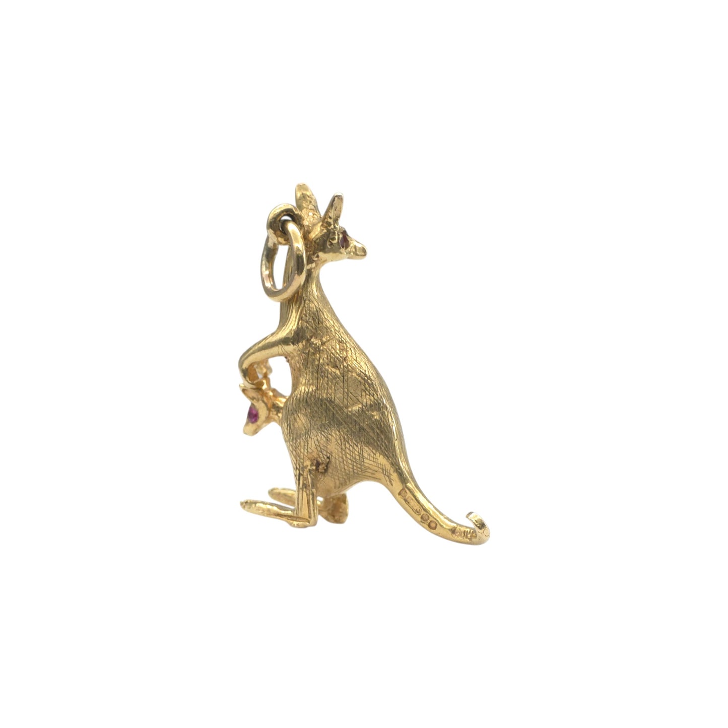 Georg Jensen 9ct 375 Yellow Gold Kangaroo & Joey Charm 1970 L 2.4 cm 4.5 g.