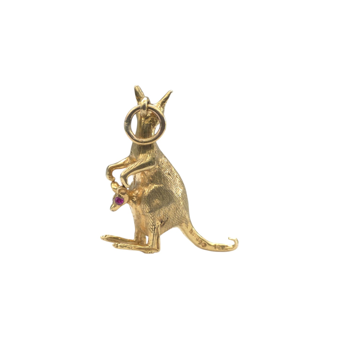 Georg Jensen 9ct 375 Yellow Gold Kangaroo & Joey Charm 1970 L 2.4 cm 4.5 g.