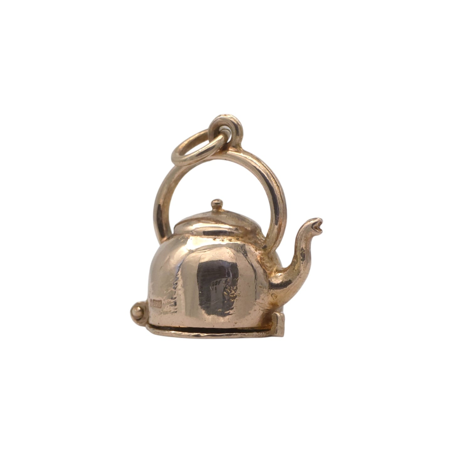 9ct 375 Yellow Gold Man Inside Kettle Opening Charm 1971 L 1.4 cm 3.8 g.