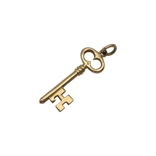 9ct 375 Yellow Gold Key Charm 1950 L 2.2 cm 1.3 g.