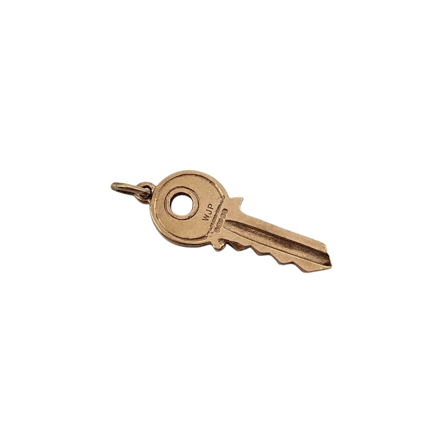 Large 9ct 375 Yellow Gold Key Charm 1970 L 2.6 cm 2.7 g.