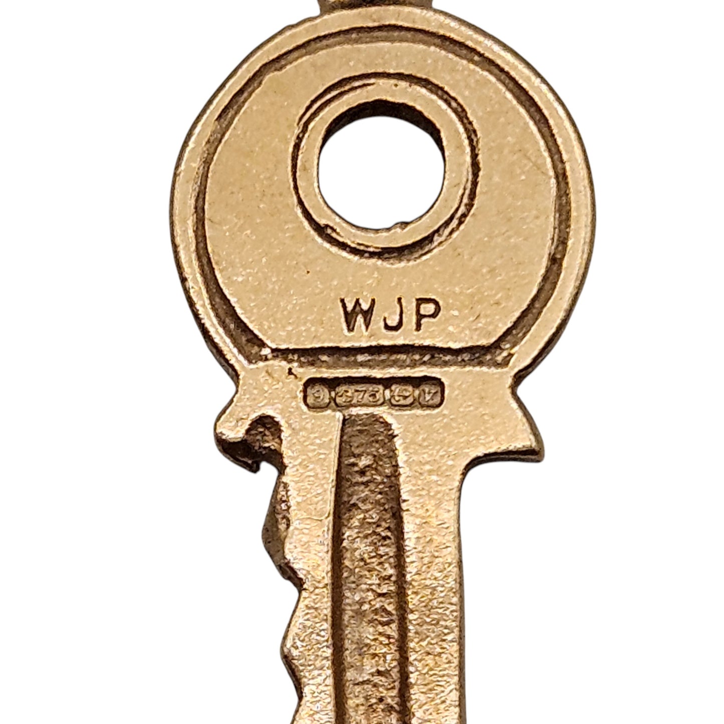 Large 9ct 375 Yellow Gold Key Charm 1970 L 2.6 cm 2.7 g.