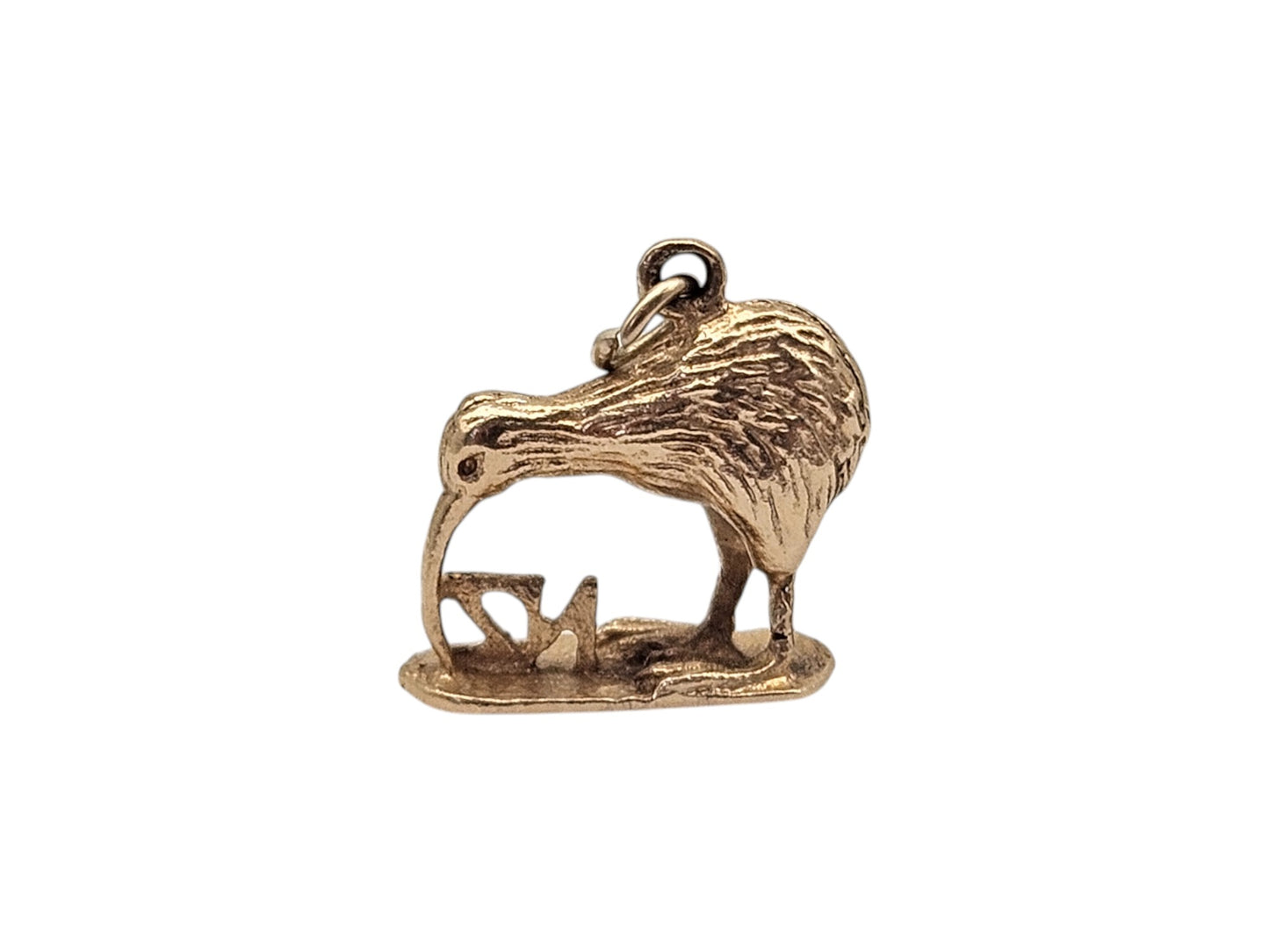 9ct Yellow Gold Kiwi Bird Charm L 1.4 cm 2.8 g.