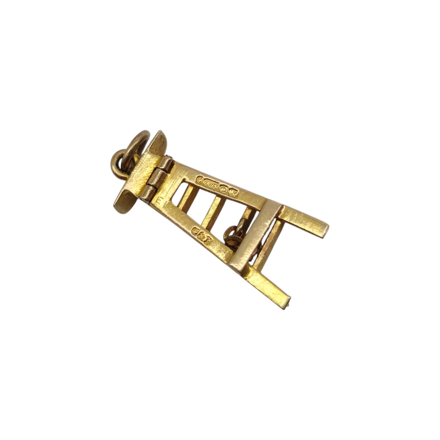 9ct 375 Yellow Gold Articulated Ladder Charm 1948 L 1.6 cm 0.9 g.