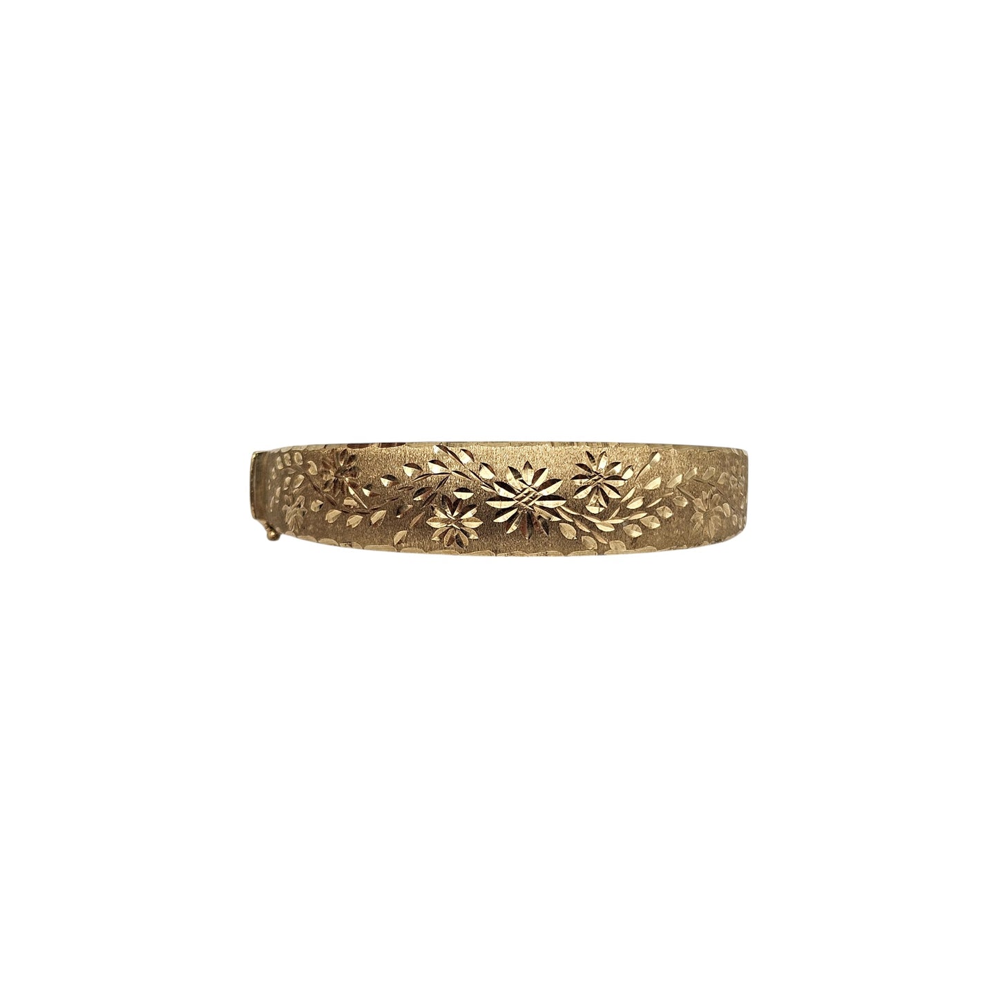 9ct 375 Yellow Gold Engraved Hinged Bangle 9.7 g.