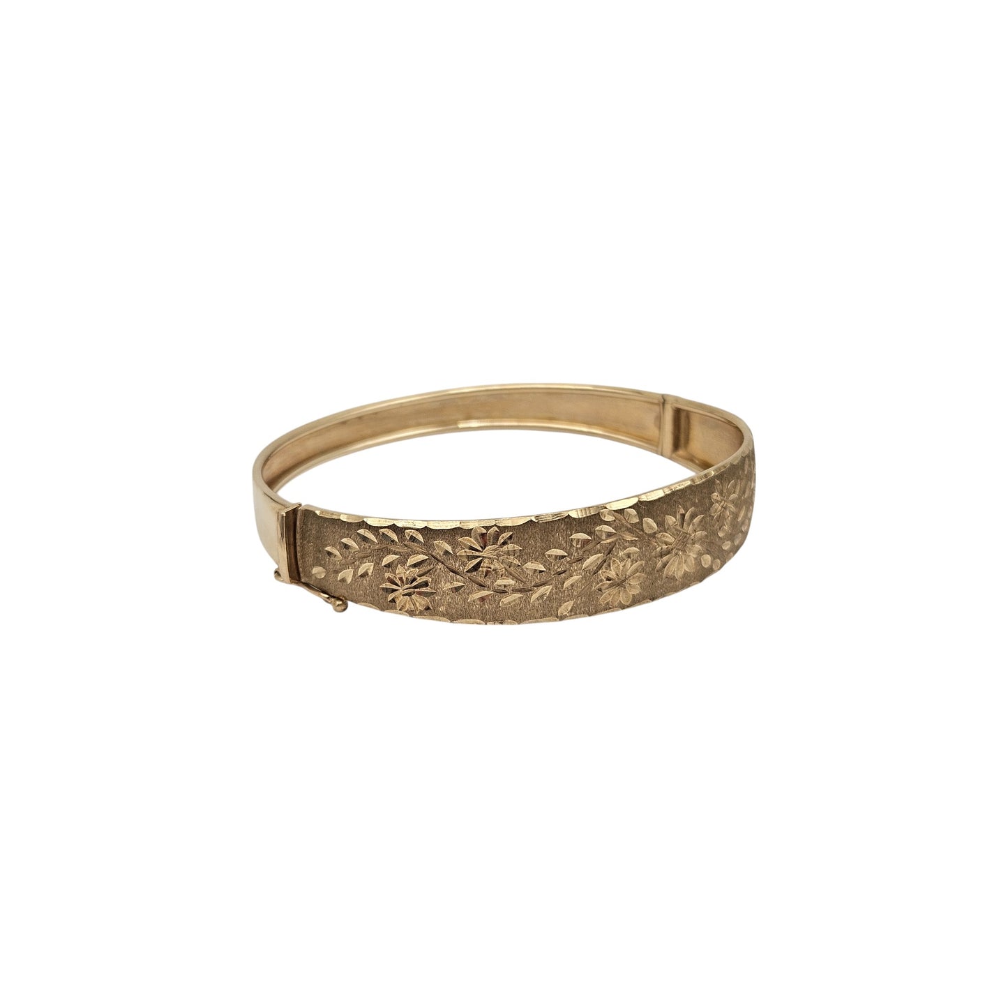 9ct 375 Yellow Gold Engraved Hinged Bangle 9.7 g.