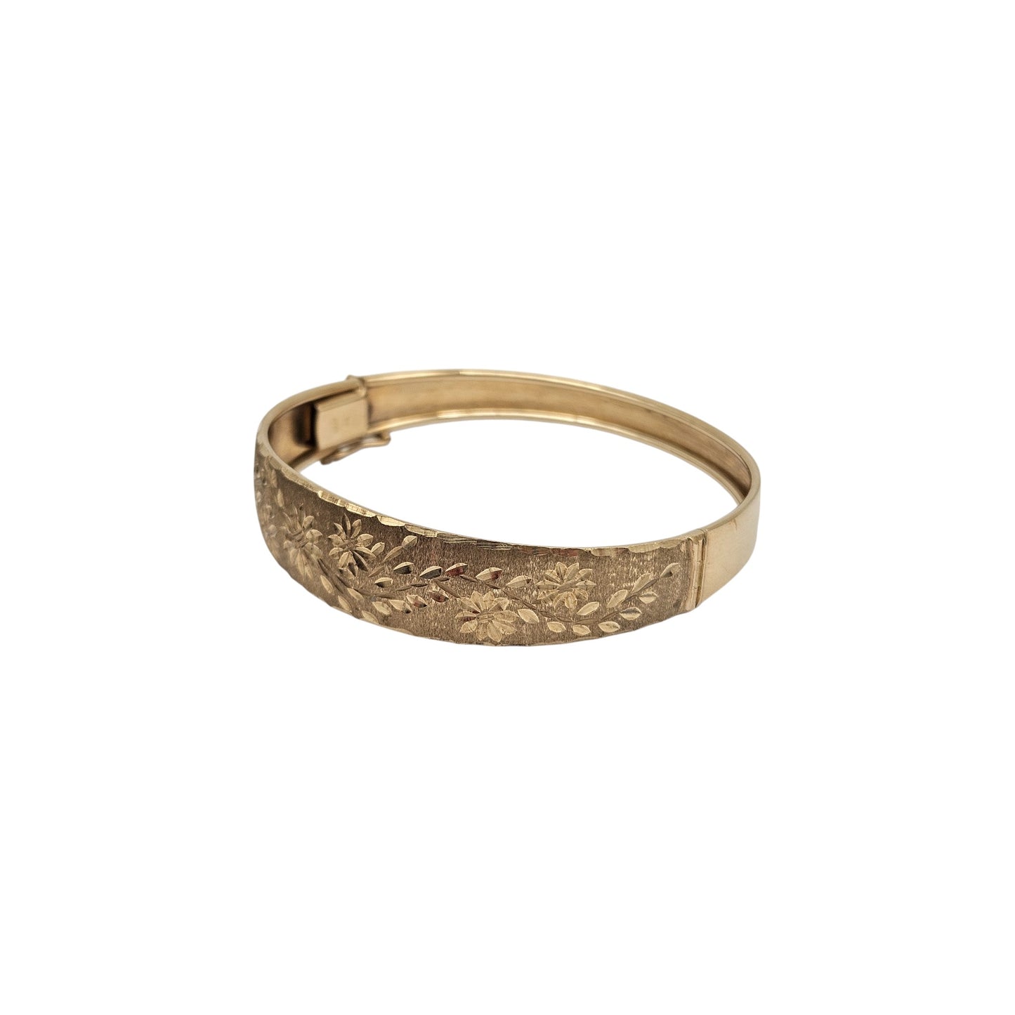 9ct 375 Yellow Gold Engraved Hinged Bangle 9.7 g.