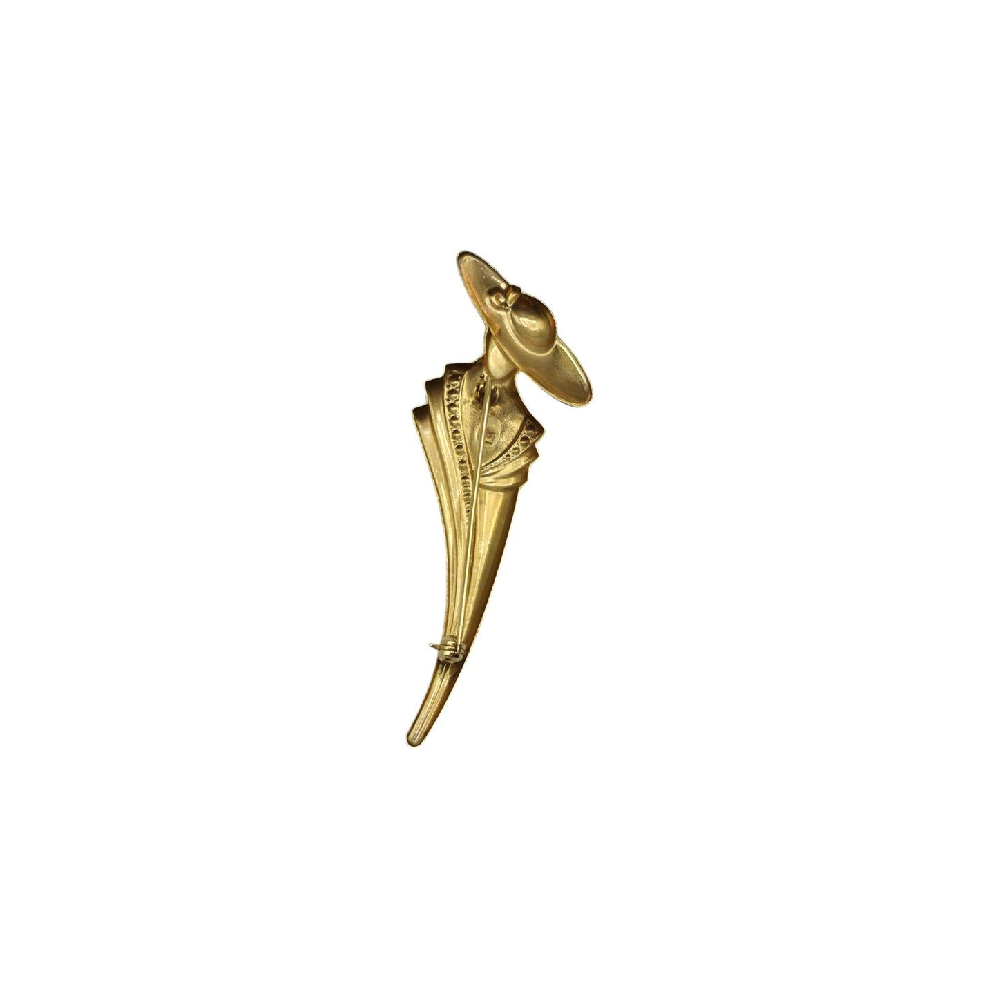9ct 375 Yellow & White Gold Ladies Silhouette Brooch L 6.9 cm 3.5 g.